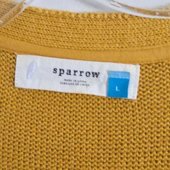 ANTHRO | Sparrow mustard yellow cardigan fringes Sz L - Picture 4 of 6
